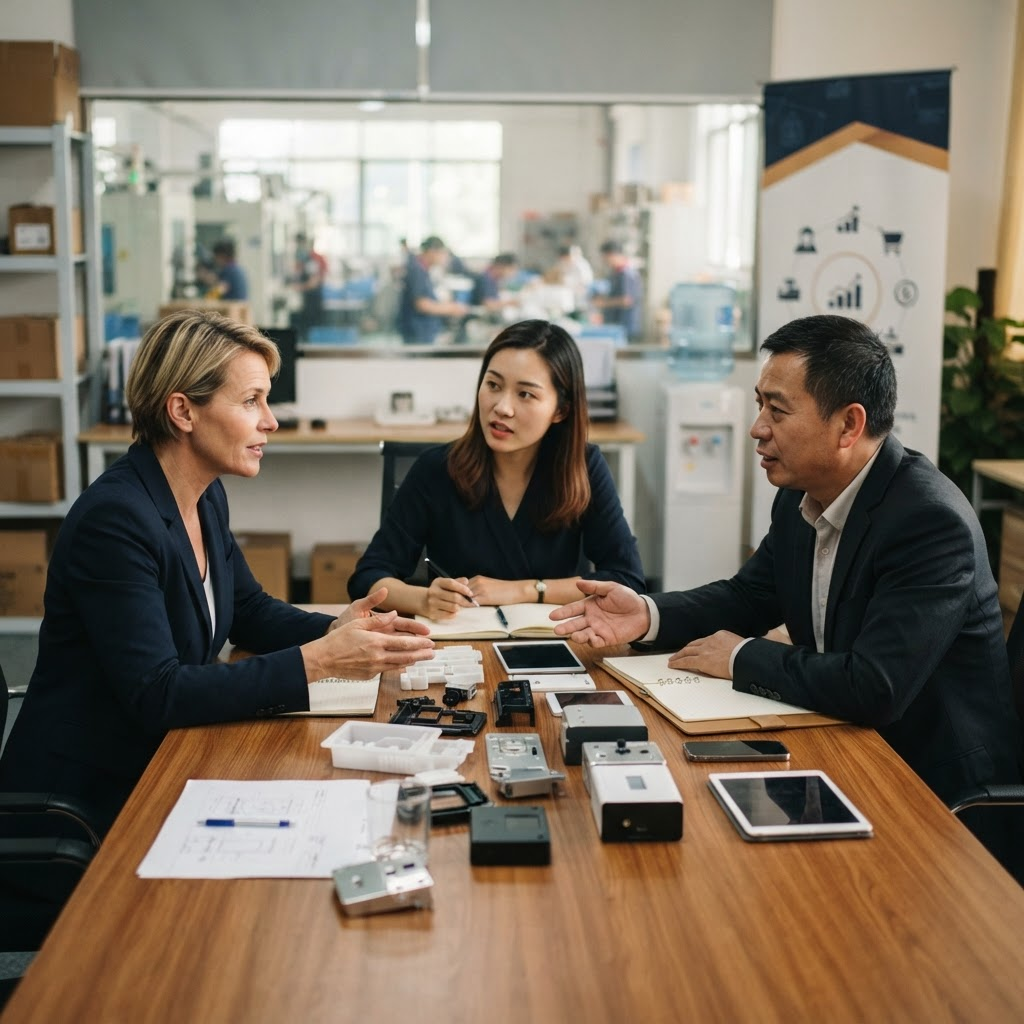 Business negotiation between a buyer and a Chinese supplier